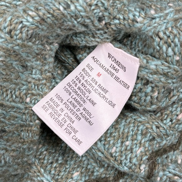 Woolrich Sweater Vest Womens Medium Aquamarine Heather Full-Zip Ramie Wool Blend - Picture 6 of 8